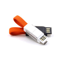 HKM-428307 Three-in-One Magnetic Fabric Data Cable Keychain - USB/Android/iOS/Type-C, Charging & Data Transmission