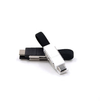 HKM-428307 Three-in-One Magnetic Fabric Data Cable Keychain - USB/Android/iOS/Type-C, Charging & Data Transmission
