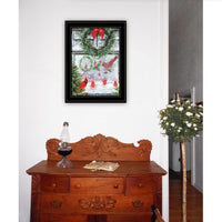 HKM-428371 Framed Print of Holiday Artwork Featuring "Christmas Peace" by Ed Wargo in Black Frame, Ready to Hang