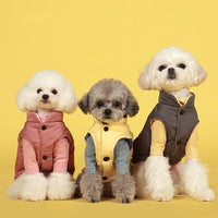 HKM-4284477 Contrasting Color Cotton Dog Vest Jacket in Gray, Red, and Yellow