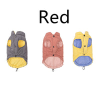 HKM-4284477 Contrasting Color Cotton Dog Vest Jacket in Gray, Red, and Yellow