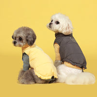 HKM-4284477 Contrasting Color Cotton Dog Vest Jacket in Gray, Red, and Yellow