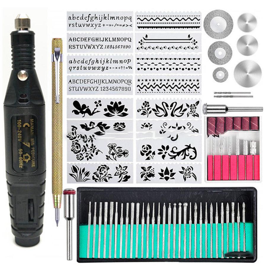 HKM-428563 Mini Electric Nail Polishing and Carving Pen with Speed Control and Accessory Set