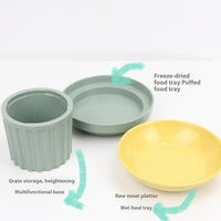HKM-4285885 Bamboo Fiber Three-in-One Pet Bowl in Elegant Colors