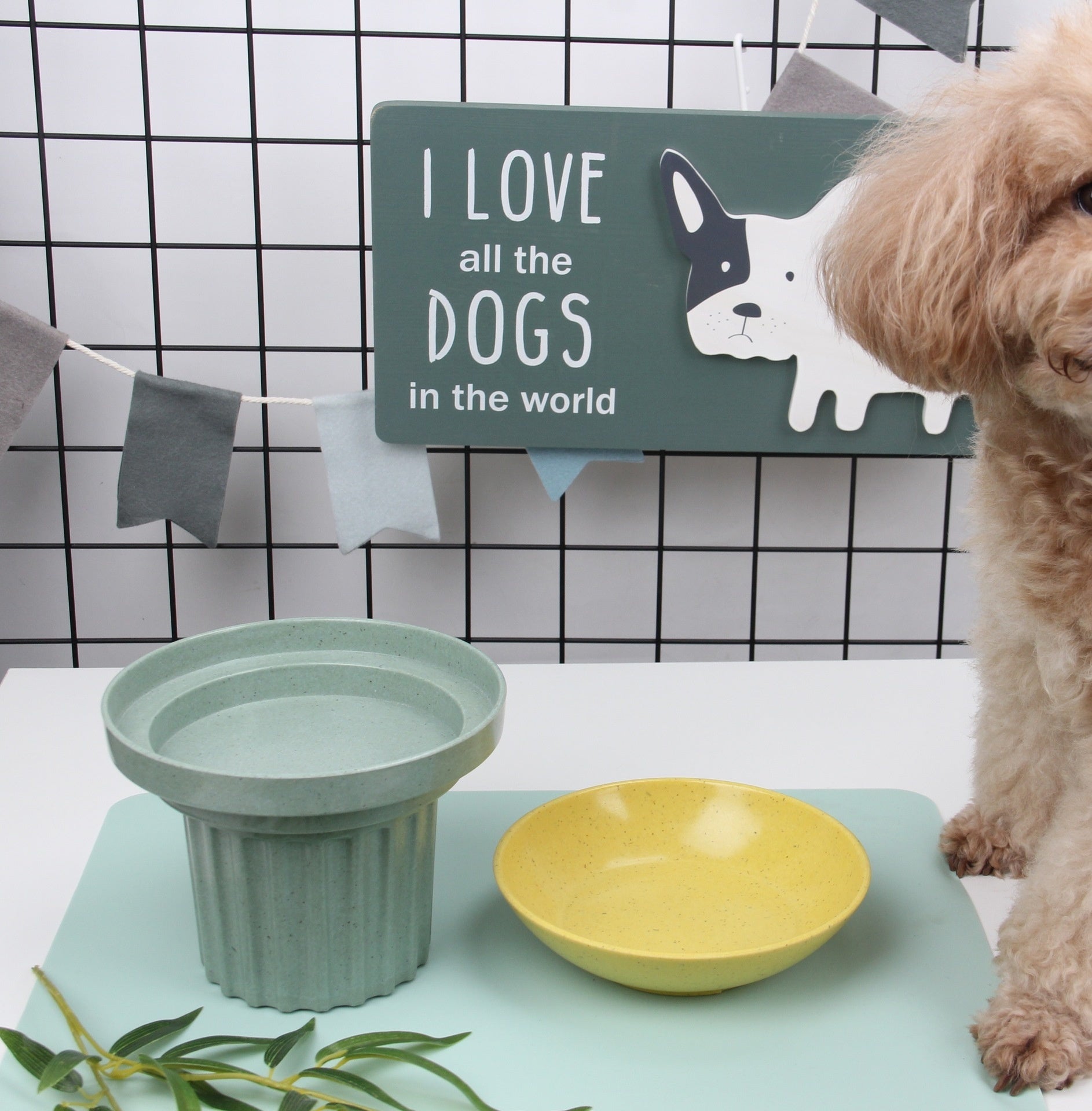 HKM-4285885 Bamboo Fiber Three-in-One Pet Bowl in Elegant Colors