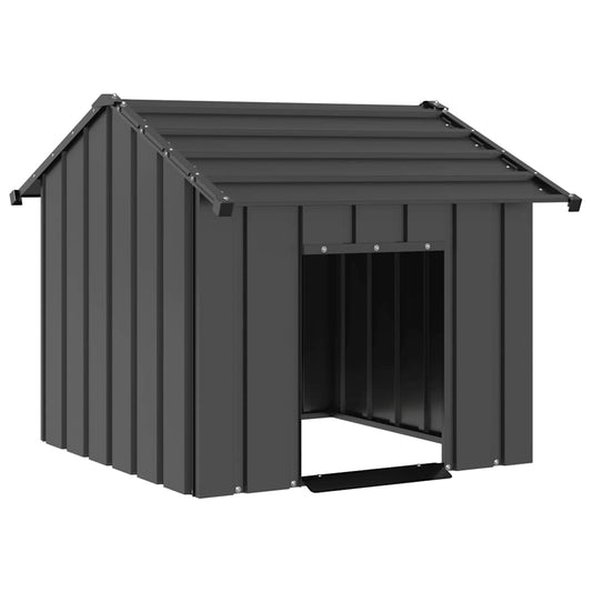 HKM-4286141 Robust Galvanized Steel Doghouse with Roof - Anthracite Color, Multiple Sizes Available