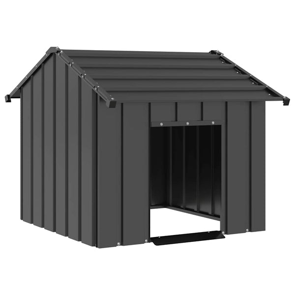 HKM-4286141 Robust Galvanized Steel Doghouse with Roof - Anthracite Color, Multiple Sizes Available