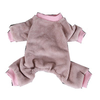HKM-4286269 Casual Flannel Dog Clothes - Solid Color Four-Legged Outfits in Blue and Red, Sizes S-XXL