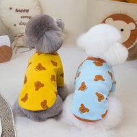 HKM-4286653 Cozy Autumn Small Dog Anti-Lint Pajamas in Blue, Yellow, Beige, and Pink