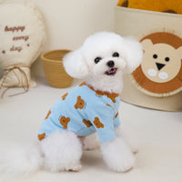 HKM-4286653 Cozy Autumn Small Dog Anti-Lint Pajamas in Blue, Yellow, Beige, and Pink