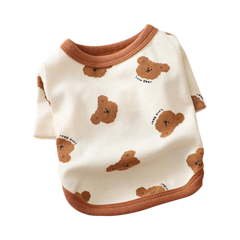 HKM-4286653 Cozy Autumn Small Dog Anti-Lint Pajamas in Blue, Yellow, Beige, and Pink