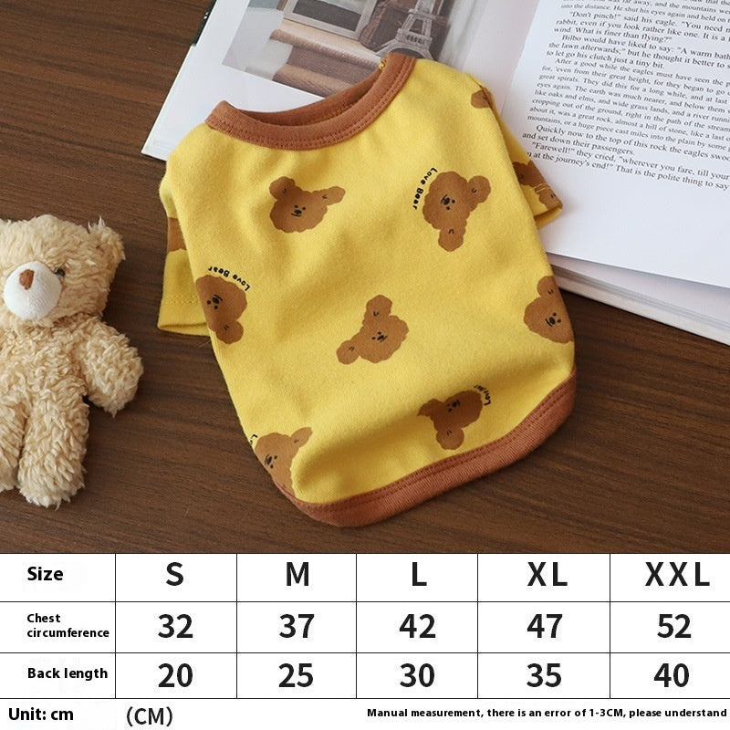 HKM-4286653 Cozy Autumn Small Dog Anti-Lint Pajamas in Blue, Yellow, Beige, and Pink
