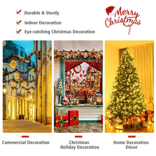 HKM-428691 8 Feet Artificial Christmas Tree with LED Lights and Pine Cone Accents