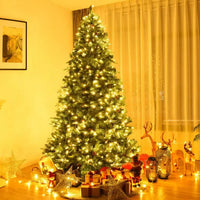 HKM-428691 8 Feet Artificial Christmas Tree with LED Lights and Pine Cone Accents