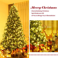 HKM-428691 8 Feet Artificial Christmas Tree with LED Lights and Pine Cone Accents