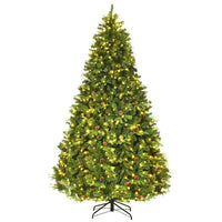 HKM-428691 8 Feet Artificial Christmas Tree with LED Lights and Pine Cone Accents
