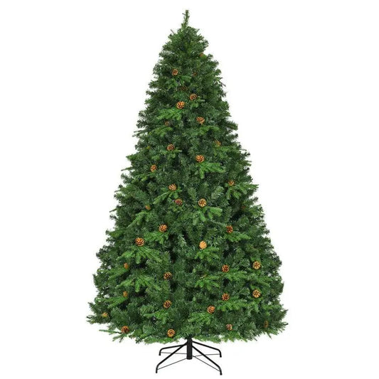 HKM-428691 8 Feet Artificial Christmas Tree with LED Lights and Pine Cone Accents