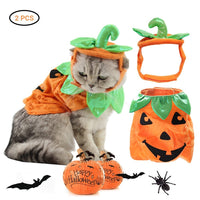 HKM-428755 Halloween Pumpkin Costume Set for Pets with Adjustable Hat and Dress for Cats and Small Dogs