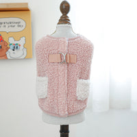 HKM-4287677 Cozy Pocket Vest for Pets in Pink and Brown - Casual Polyester Clothing, Multiple Sizes Available
