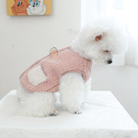 HKM-4287677 Cozy Pocket Vest for Pets in Pink and Brown - Casual Polyester Clothing, Multiple Sizes Available