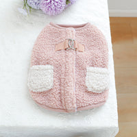 HKM-4287677 Cozy Pocket Vest for Pets in Pink and Brown - Casual Polyester Clothing, Multiple Sizes Available