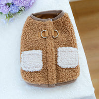 HKM-4287677 Cozy Pocket Vest for Pets in Pink and Brown - Casual Polyester Clothing, Multiple Sizes Available