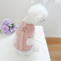 HKM-4287677 Cozy Pocket Vest for Pets in Pink and Brown - Casual Polyester Clothing, Multiple Sizes Available