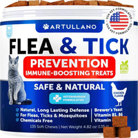 HKM-4287933 Natural Flea and Tick Prevention Chewable Supplement for Cats and Kittens, 135 Soft Chews with Vitamins for Skin, Coat, and Digestion