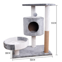 HKM-4288061 Lepet Cat Nest and Climbing Frame with Scratch Board - Plush Design in White and Brown or Light Gray