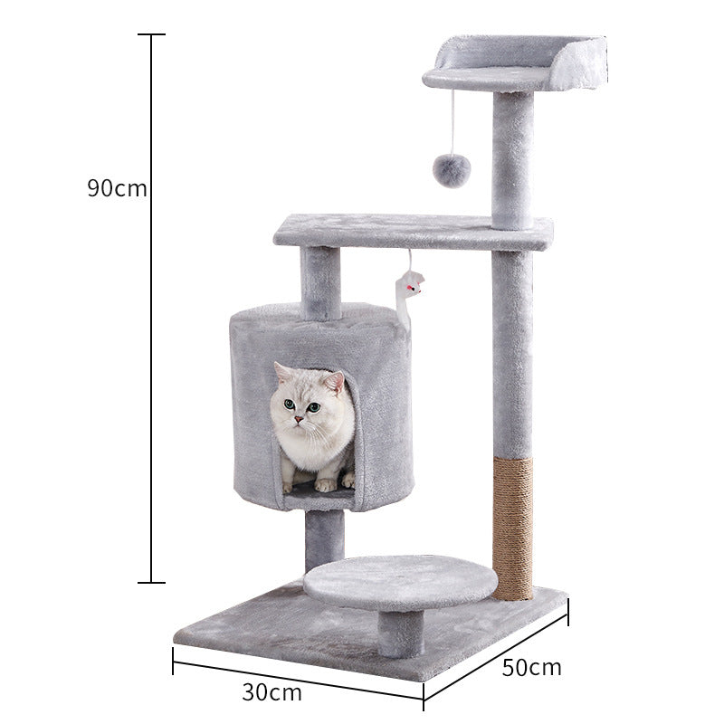 HKM-4288061 Lepet Cat Nest and Climbing Frame with Scratch Board - Plush Design in White and Brown or Light Gray