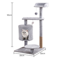 HKM-4288061 Lepet Cat Nest and Climbing Frame with Scratch Board - Plush Design in White and Brown or Light Gray