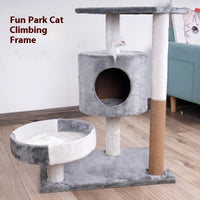 HKM-4288061 Lepet Cat Nest and Climbing Frame with Scratch Board - Plush Design in White and Brown or Light Gray