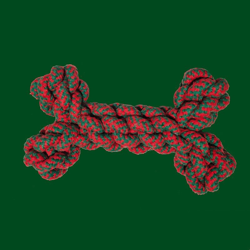 HKM-428883 Christmas Interactive Knot Toy for Dogs - Cotton Rope Molar Cleaning Toy