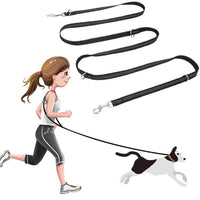 HKM-428947 Extended Multifunctional Nylon Dog Leash - Black Traction Rope for Walking
