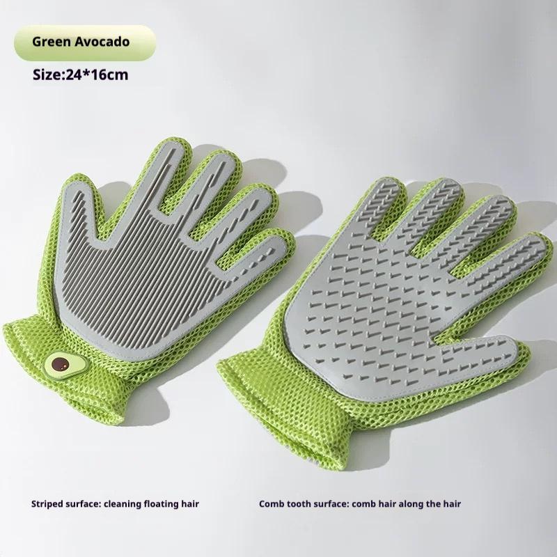 HKM-4289725 2-in-1 Pet Grooming Glove for Cats and Dogs ¨C Double-Sided Hair Removal and Massage Tool, Anti-Scratch Design