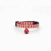 HKM-4289853 Lightweight Adjustable Red Plaid Pet Collar with Heart, Shiba Inu, and Floral Designs