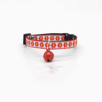HKM-4289853 Lightweight Adjustable Red Plaid Pet Collar with Heart, Shiba Inu, and Floral Designs
