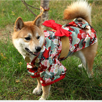 HKM-4290237 Cute Kimono Style Dog Clothes for Small and Medium Breeds in Red and Green