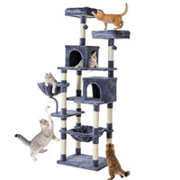 HKM-4291133 71-Inch Multi-Level Cat Tree with Sisal Scratching Posts, Hammock, and Extended Platforms for Cats