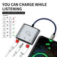 HKM-429139 3-in-1 Audio Adapter Cable for iPhone with Lightning Charger and 3.5mm Headphone Jack