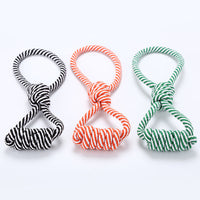 HKM-4292669 Figure Eight Striped Cotton Rope for Dogs - Durable Black and White, Orange and White, Green and White Options