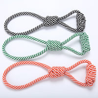 HKM-4292669 Figure Eight Striped Cotton Rope for Dogs - Durable Black and White, Orange and White, Green and White Options