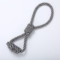 HKM-4292669 Figure Eight Striped Cotton Rope for Dogs - Durable Black and White, Orange and White, Green and White Options