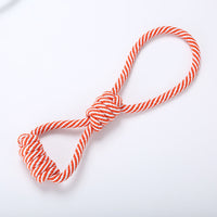 HKM-4292669 Figure Eight Striped Cotton Rope for Dogs - Durable Black and White, Orange and White, Green and White Options