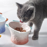HKM-429267 Automatic Ceramic Cat Food Bowl for Cervical Spine Protection - 120ml Capacity