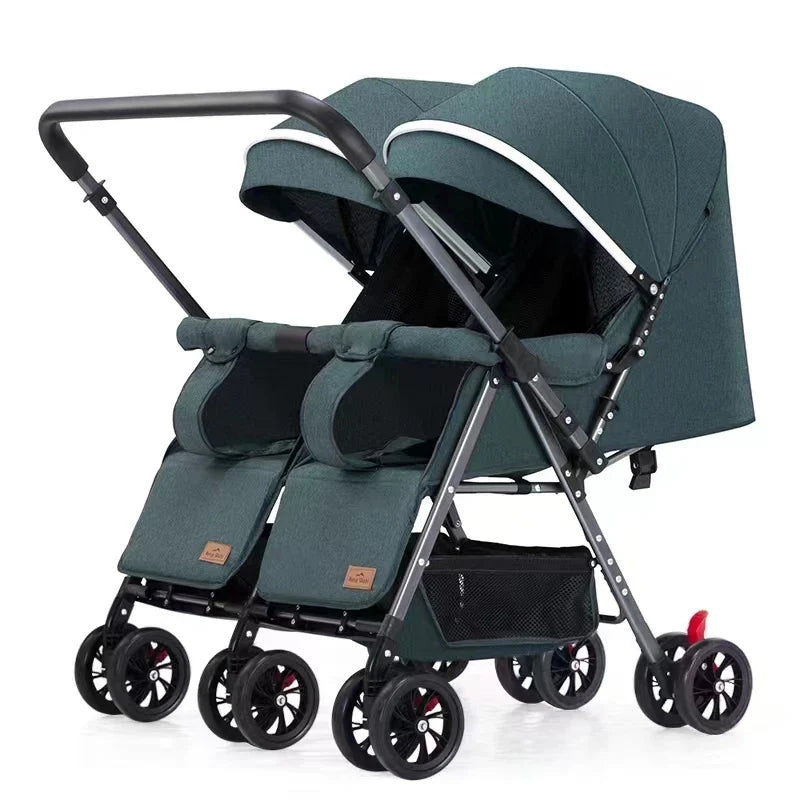 HKM-429267 Double Child Stroller for Newborns and Toddlers, Foldable Travel Pram for Two Kids