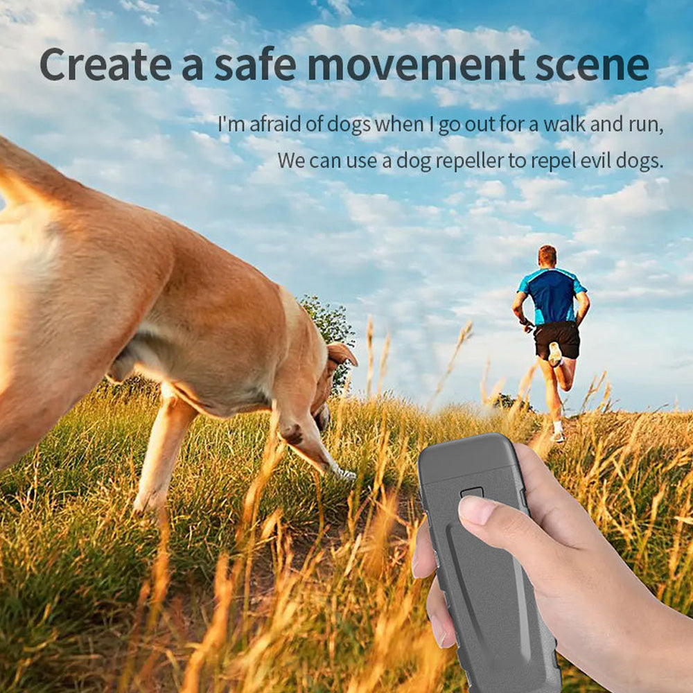 HKM-4293309 Handheld Ultrasonic Dog Bark Control Device with LED Flashlight and Training Modes