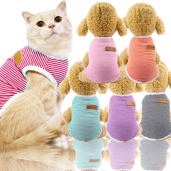 HKM-4293437 Cotton Striped Vest for Small to Large Dogs and Cats - Multiple Colors Available