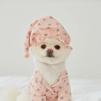 HKM-4294205 Cozy Cotton Dog Pajama Set with Hat in Blue Star and Pink Star Designs
