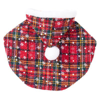 HKM-4294461 Plaid Christmas Cloak for Cats – Festive Plush Shawl in S, M, L Sizes